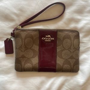 Coach maroon wristlet clutch